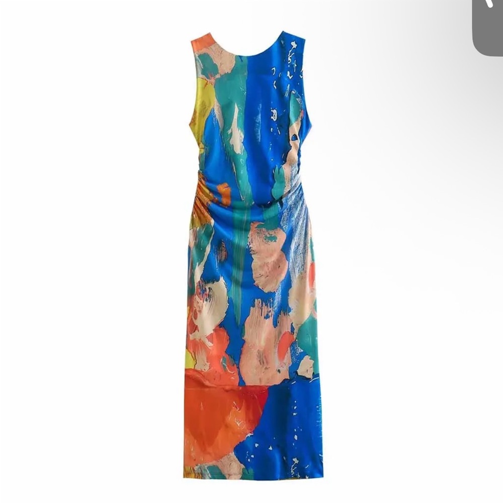 Colorful Tie-Dye Backless Midi Dress